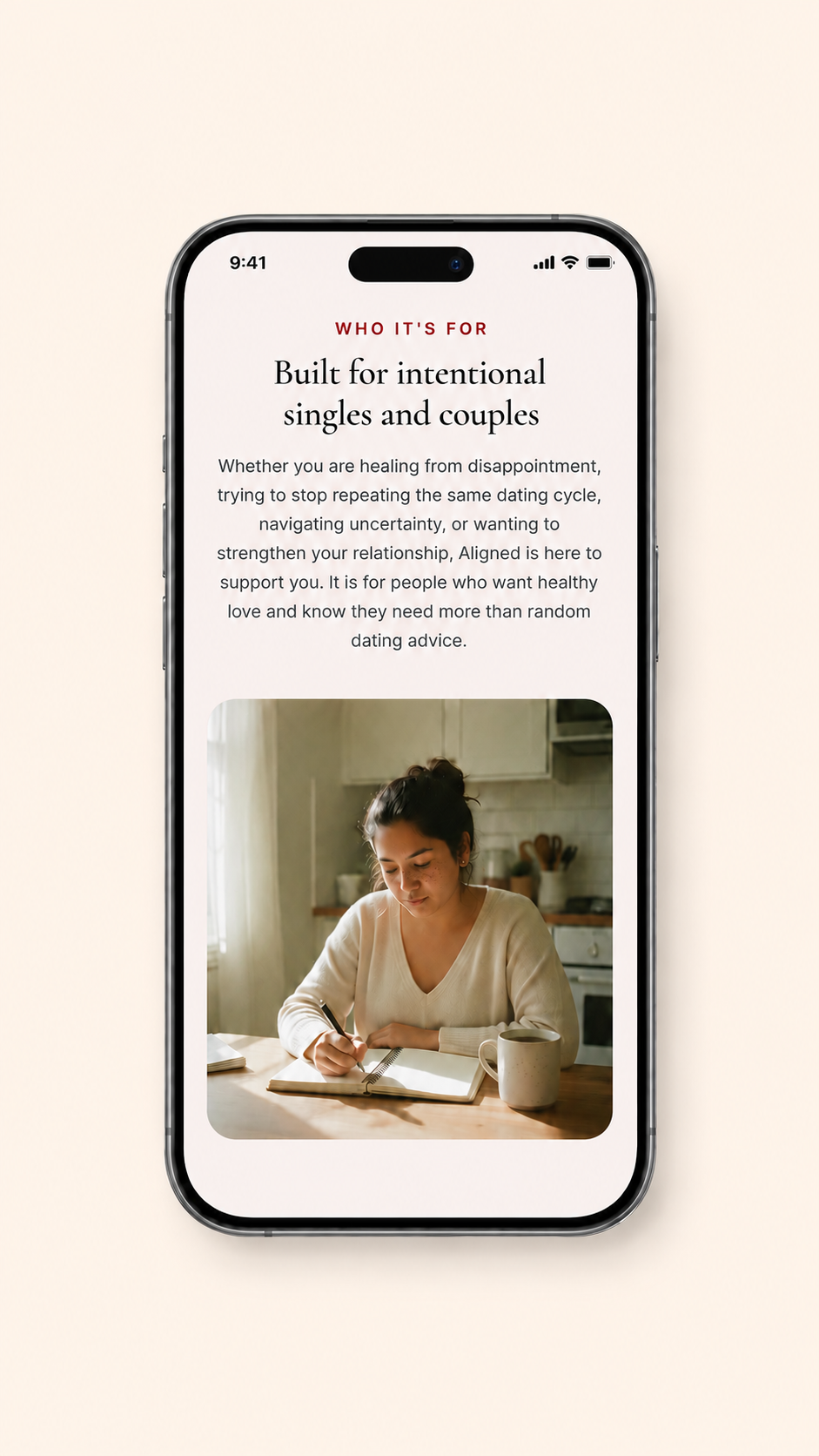 Aligned home screen — your personal dating and relationship clarity coach in your pocket