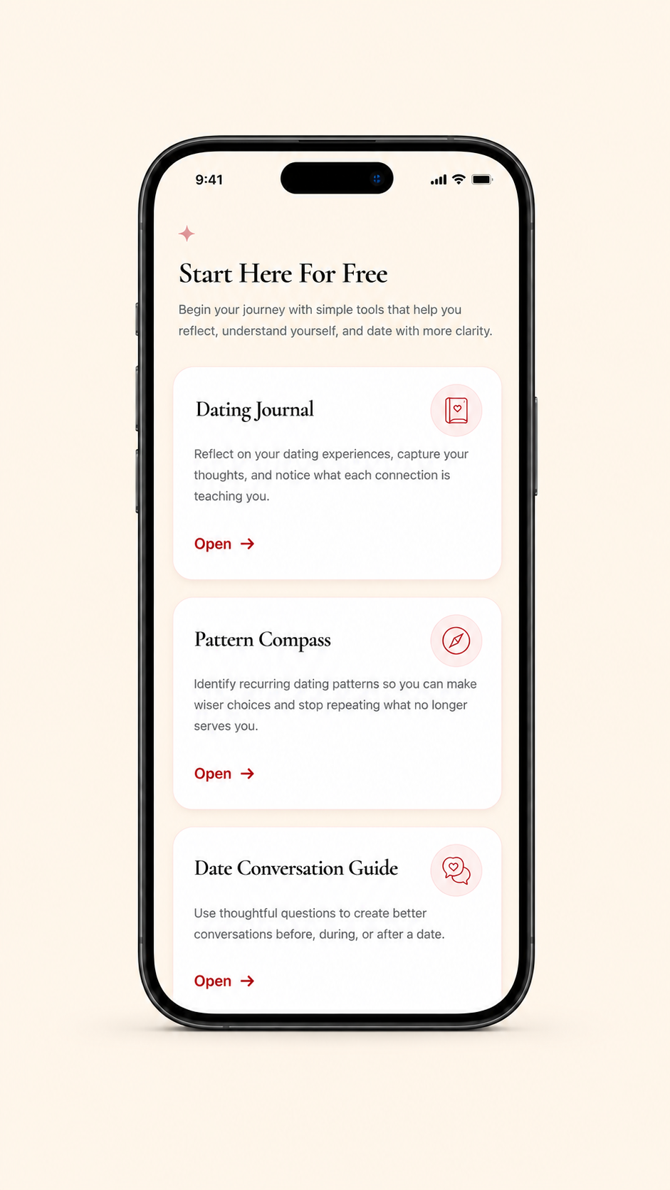 Aligned Start Here For Free — Dating Journal, Pattern Compass, Date Conversation Guide